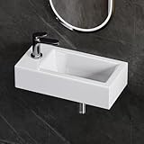 Yorbay Hängend Klein Keramik Waschbecken: Eckig Wandmontage...