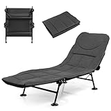 GOPLUS Karpfenliege, Angelliege bis 200kg belastbar, Campingliege...