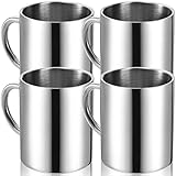 Tebery 4 Stück 300ml Edelstahl Kaffeebecher, Kaffeetasse, Doppelwandige...