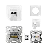 ProfiPatch Netzwerkdose LAN Dose Cat6A 500MHz Unterputz 2X RJ45 Port...