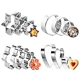 12 Stücke Ausstechformen Set,Edelstahl Keksausstecher,Rund Herz Stern...