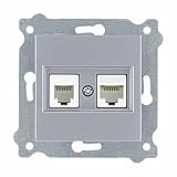 EXEN - Netzwerkdose Cat. 6 und Telefondose Unterputz Silber - 1 RJ45 und 1...