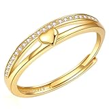 RANKEEF Ringe Gold Damen S925 Sterlingsilber Goldring Verlobungsring Damen...