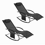 SoBuy Schaukelstuhl Outdoor Sonnenliege 2-er Set Gartenliege schuakel mit...