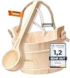 WASSERFELD® Sauna Eimer Set (4 Liter) - Hochwertiger Sauna Eimer mit Kelle...