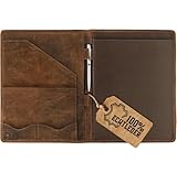 Moonster Leder Portfolio - Vintage Ledermappe A4 Dokumente - Mappe A4 Leder...