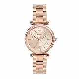 Fossil Damenuhr Carlie, Quarzwerk, 35mm Rose Gold Edelstahlgehäuse mit...