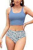 SHEKIN Damen Tankini Set Zweiteiliger Badeanzug Tankinioberteil und Hoher...