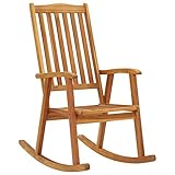 Schaukelstuhl aus massivem Akazienholz – Rattan-Sessel für den...
