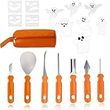 TUZHE 7 STK Halloween Kürbis Schnitzset, Kürbis Schnitzen Set mit 4 PVC...