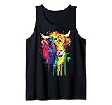 Niedliche Highland Cow Comic Rainbow LGBTQ Pop Art Kuh Tank Top