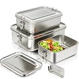 Jekasy 3er Pack 304-Stahl-Bento-Boxen, Mit Lunchbox Edelstahl in Den...