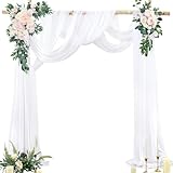 VOSSOT 2 Stück Tüll Querbehang Weiß Hochzeit Vorhang Hochzeitsbogen...