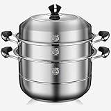 OJHFJMGH Edelstahl-Dampfgarer, Einteiliger Topfkörper aus verdicktem Stahl...