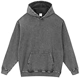 PADOLA Oversized Hoodie Pullover Herren Ausgewaschener Kapuzenpullover...
