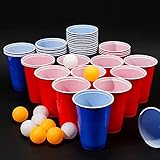 PIQIUQIU Beer Pong Becher, Bierpong Becher Set (50 Becher +5 Bälle)...