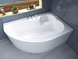 BADLAND Badewanne Original Weiß Acryl Wanne Eckbadewanne MEGA 160x105...