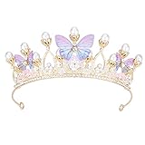 Kristall Tiara für Mädchen damen,Prinzessin Krone Stirnband,Schmetterling...