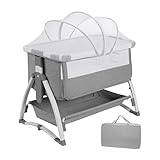 4-in-1 Beistellbett mit Matratze, atmungsaktivem Netz, Schaukel- und...