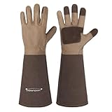HANDLANDY Lange Gartenhandschuhe für Männer und Frauen, Schweinsleder,...