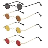 4 Paar Retro Kleine Runde Sonnenbrille,Vintage Sonnenbrille Hip Hop...