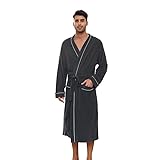 U2SKIIN Herren Bademantel Frottee 100% Baumwolle Sauna Bademantel weicher...