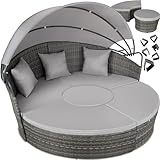 tectake Sonneninsel, Gartenliege, Muschel Sonnenliege, Aluminium Polyrattan...