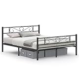 VASAGLE Bett 160 x 200 cm, Gästebett, Doppelbett aus Metall, Bettgestell,...