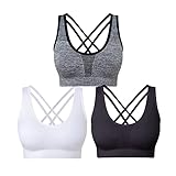 SEGRILA Damen Sport BH Set Ohne Bügel Kreuz Rücken Yoga Bustier...