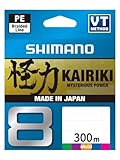 SHIMANO Kairiki 8, 300 Meter, Multicolor, 0.200mm/17.1kg, 8fach Geflochtene...