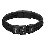 Heideman Armband Herren aus Leder schwarz matt Lederarmband mit 3...