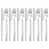 QUCHER 12 Stück 18/8 Besteckset aus Edelstahl, 6 × Tafelmesser - 6 ×...