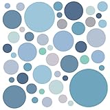 WandSticker4U®- 6 Bögen, 93 PUNKTE zum Kleben, pastell BLAU GRÜN TÜRKIS...