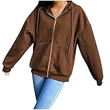 Damen-Kapuzenpullover mit Reißverschluss, einfarbig, langärmelig,...
