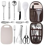 10-teiliges Camping Geschirr Set Edelstahl, Leichtes Camping Kochgeschirr...