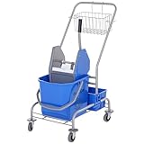 HOMCOM Putzwagen Reinigungswagen Fahreimer Putzeimer 25 Liter Wischwagen...