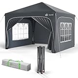 VOUNOT® Pavillon 3x3m mit 4 Seitenteilen & 4 Sandsäcke, Pop Up...