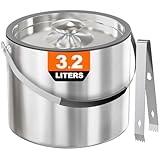 3,2 L Eiswürfelbehälter mit Deckel und Zange，Doppelwandig Isoliert...