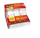 Scotch Crystal Klebeband, 19 mm x 7.5 m, 2 Rollen und 1 GRATIS und...