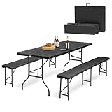 Sekey Bierzeltgarnitur Klappbar Campingtisch Set, 2 x Bierbänke & 1 x...