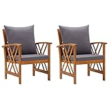 vidaXL 2X Akazienholz Massiv Gartenstuhl mit Kissen Gartensessel Sessel...