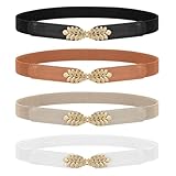WERFORU 4 Stück Damen Dünne Elastische Gürtel Mode Blattlegierung...
