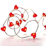 hellum LED Lichterkette Herz-en Batterie-betrieben(2AA), 20er rote Herzen...