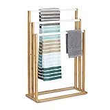 Relaxdays Bambus treppenförmiger Handtuchhalter mit 3 Handtuchstangen als...