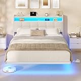 AOGLLATI Polsterbett 140x200 cm, Bett 140 x 200 mit LED-Beleuchtung und...