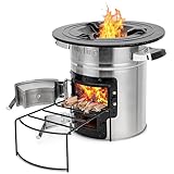 Onlyfire Raketenofen Outdoor, Camping Holzofen aus Edelstahl, Campingkocher...
