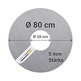 FENNEK Feuerplatte Ø 80 cm mit Ø 30 cm Loch | Grillring aus 5,0 mm...