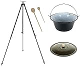 Grillplanet® Set 15 L Gulaschkessel mit Dreibein schwarz 1,80 m und Deckel...