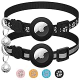 LAFAYI 2er Pack Airtag Katzenhalsband mit Glocke,Reflektierend GPS Tracker...