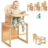 FUNLIO Hochstuhl aus Holz, 2-in-1 umwandelbarer Hochstuhl Baby von 0,5 bis...